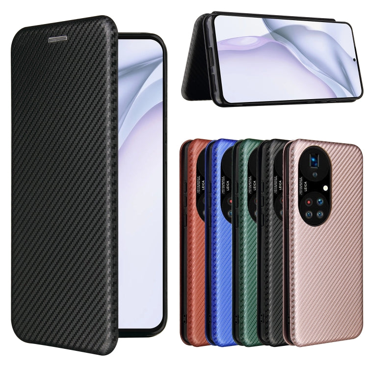 For Huawei P50 Pro Carbon Fiber Texture Horizontal Flip TPU + PC + PU Leather Case with Card Slot(Black) by buy2fix