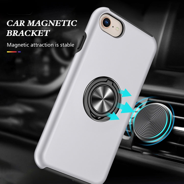 For iPhone SE 2022 / SE 2020 / 8 / 7 Magnetic Ring Kickstand Shockproof Phone Case(Silver) by buy2fix