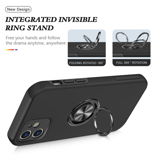 For iPhone 12 mini Magnetic Ring Kickstand Shockproof Phone Case (Black) by buy2fix