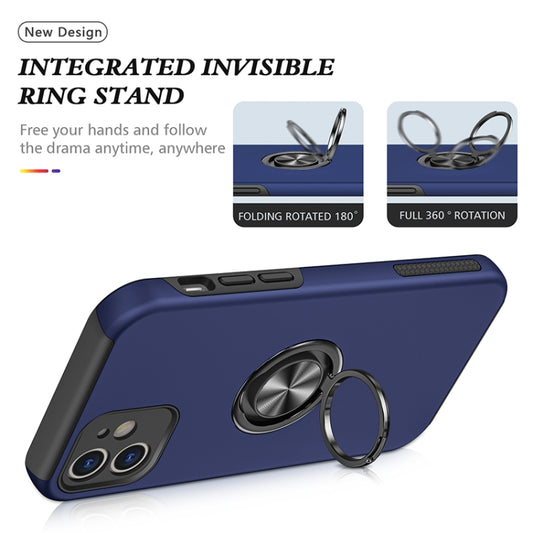For iPhone 12 mini Magnetic Ring Kickstand Shockproof Phone Case (Blue) by buy2fix