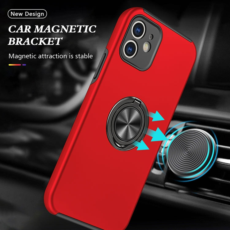 For iPhone 12 Magnetic Ring Kickstand Shockproof Phone Case(Red) by buy2fix