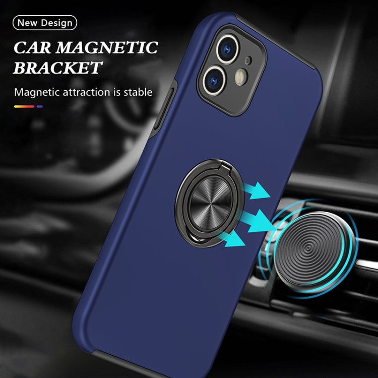 For iPhone 12 Magnetic Ring Kickstand Shockproof Phone Case(Blue) by buy2fix