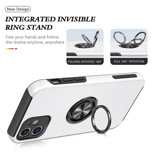 For iPhone 12 Magnetic Ring Kickstand Shockproof Phone Case(Silver) by buy2fix
