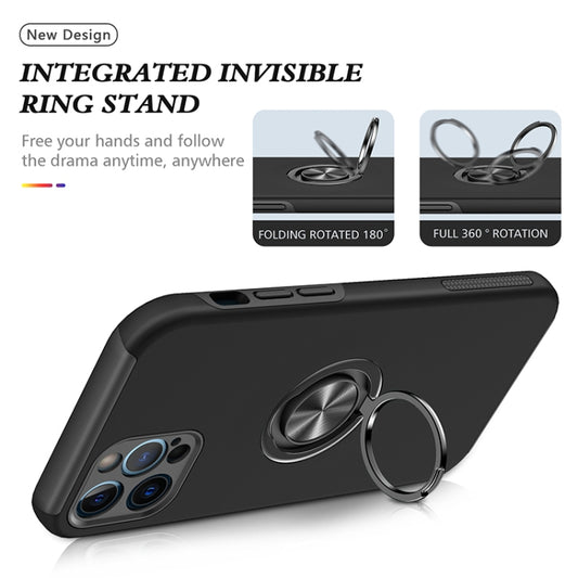 For iPhone 12 Pro Magnetic Ring Kickstand Shockproof Phone Case(Black) by buy2fix