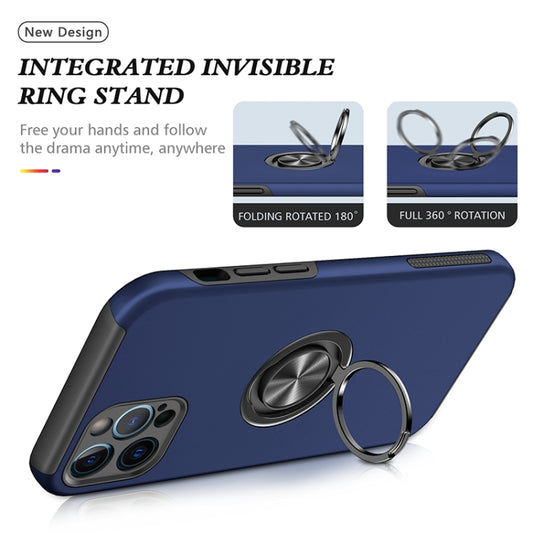 For iPhone 12 Pro Max Magnetic Ring Kickstand Shockproof Phone Case(Blue) by buy2fix
