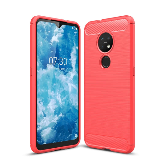 For Nokia 7.2 & 6.2 Brushed Texture Carbon Fiber TPU Protective Case(Red) by buy2fix