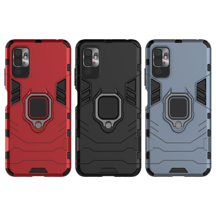 For Xiaomi Redmi Note 10 5G Shockproof PC + TPU Protective Case with Magnetic Ring Holder(Black) by buy2fix