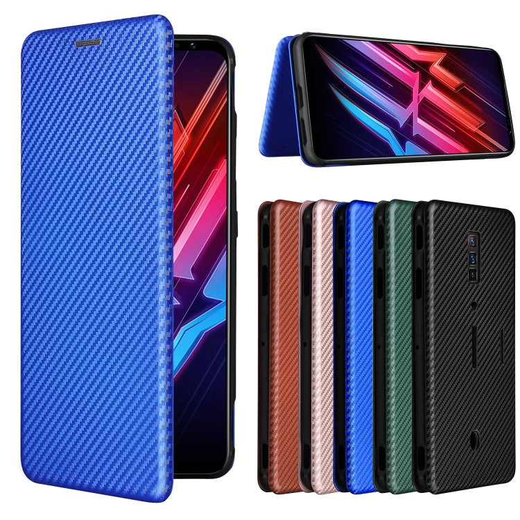 For ZTE nubia Red Magic 6 / 6 Pro Carbon Fiber Texture Horizontal Flip TPU + PC + PU Leather Case with Card Slot(Blue) by buy2fix