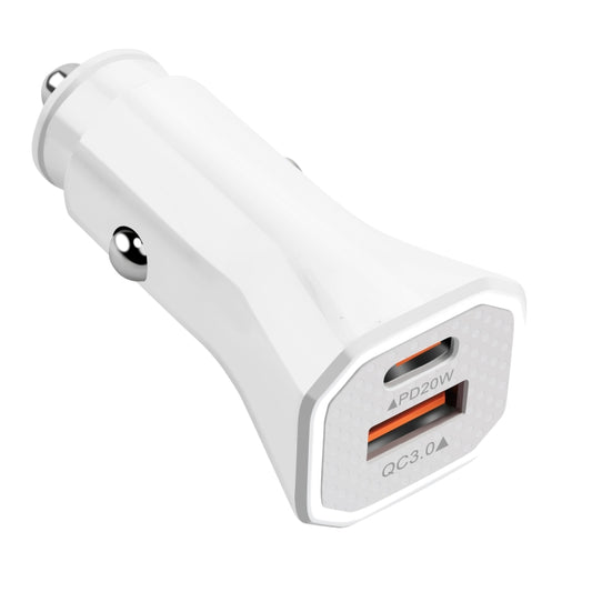 YSY-316PD20W QC3.0 USB + PD 20W USB-C / Type-C Polygon Dual Ports Fast Charging Car Charger(White) by buy2fix