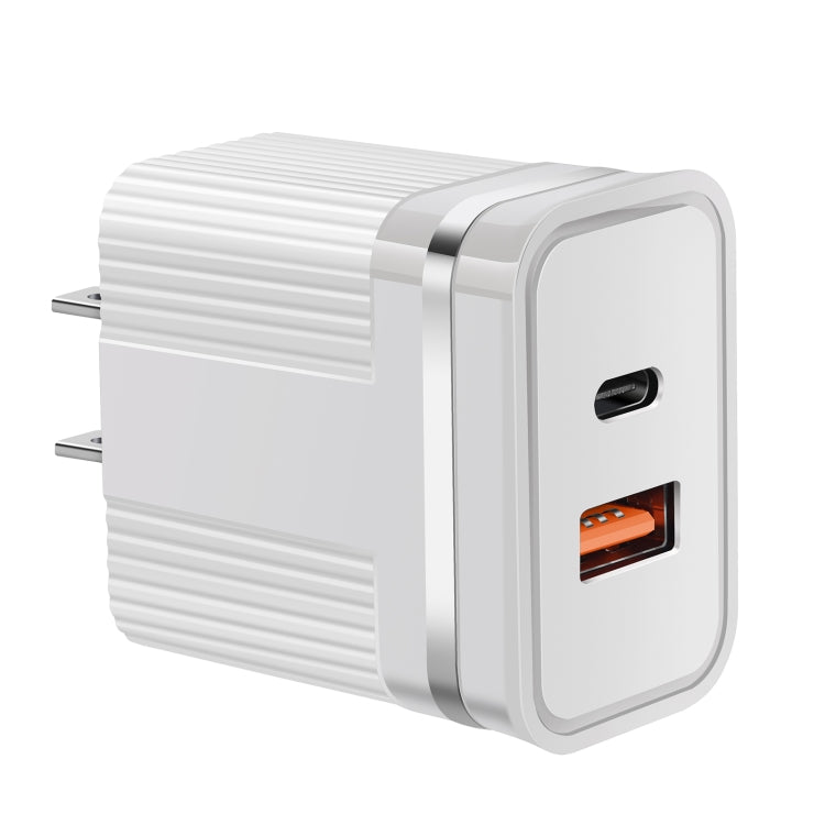 RSY USB + USB-C / Type-C Dual Ports Fast Charging Travel Charger, US Plug(White) by buy2fix