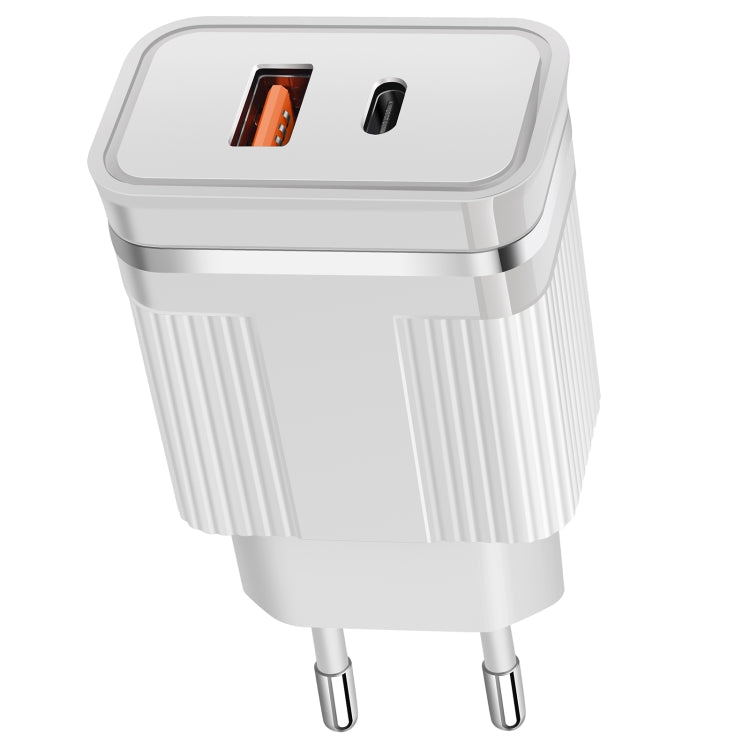 RSY USB + USB-C / Type-C Dual Ports Fast Charging Travel Charger, EU Plug(White) by buy2fix