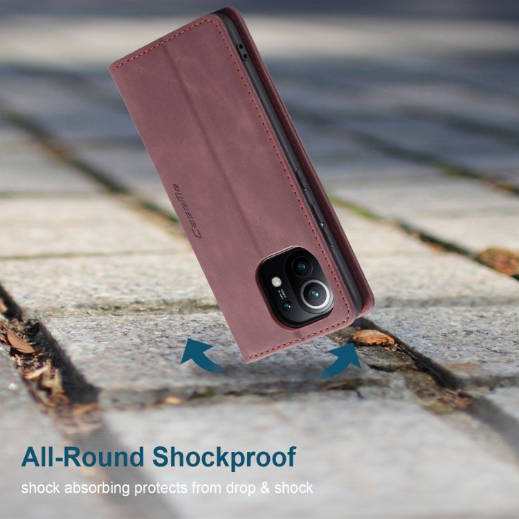 For Xiaomi Mi 11 CaseMe 013 Multifunctional Horizontal Flip Leather Case with Holder & Card Slot & Wallet(Wine Red) by CaseMe