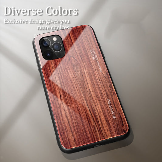 For iPhone 12 mini Wood Grain Tempered Glass + TPU Shockproof Case (M05) by buy2fix