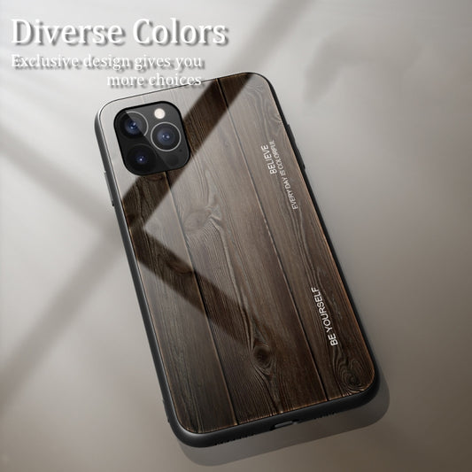 For iPhone 12 Pro Max Wood Grain Tempered Glass + TPU Shockproof Case(M01) by buy2fix