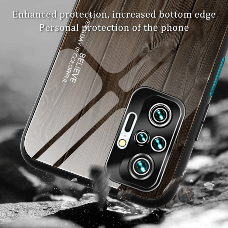 For Xiaomi Redmi Note 10 Pro / Pro Max Wood Grain Tempered Glass + TPU Shockproof Case(M04) by buy2fix
