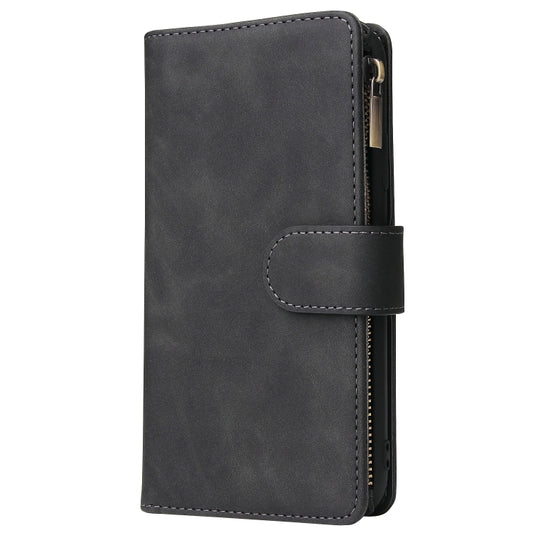For iPhone XR Multifunctional Retro Frosted Horizontal Flip Leather Case with Card Slot & Holder & Zipper Wallet & Photo Frame & Lanyard(Black) by buy2fix