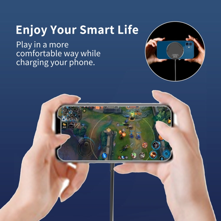 Mriowiz M-2001W 15W Desktop MagSafe Magnetic Wireless Charger , with USB + USB-C / Type-C Data Cable & Holder by buy2fix