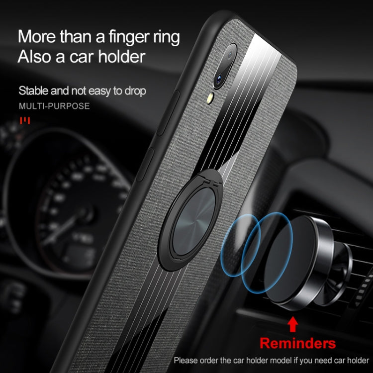 For Vivo Y97 XINLI Stitching Cloth Texture Shockproof TPU Protective Case with Ring Holder(Black) by XINLI