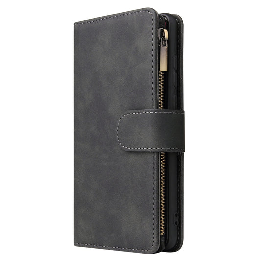 For Huawei P30 Multifunctional Retro Frosted Horizontal Flip Leather Case with Card Slot & Holder & Zipper Wallet & Photo Frame & Lanyard(Black) by buy2fix