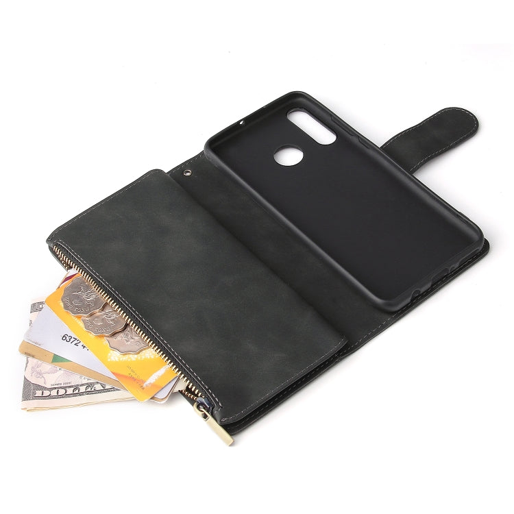 For Huawei P30 Lite Multifunctional Retro Frosted Horizontal Flip Leather Case with Card Slot & Holder & Zipper Wallet & Photo Frame & Lanyard(Black) by buy2fix