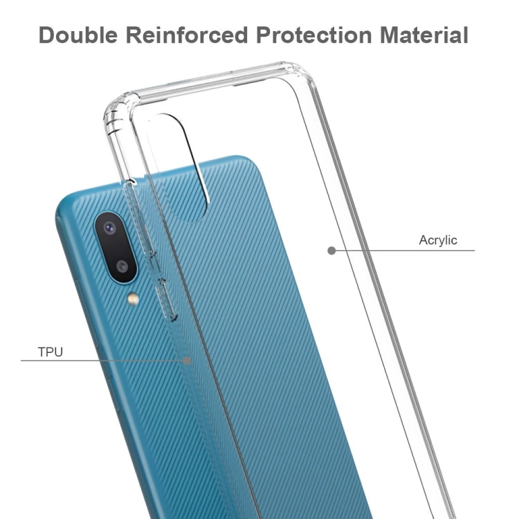 For Samsung Galaxy A02 Shockproof Scratchproof TPU + Acrylic Protective Case(Transparent) by buy2fix