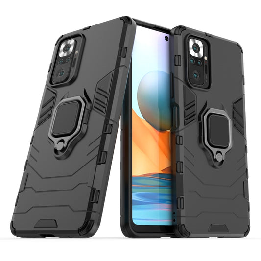 For Xiaomi Redmi Note 10 Pro PC + TPU Shockproof Protective Case with Magnetic Ring Holder(Black) by buy2fix