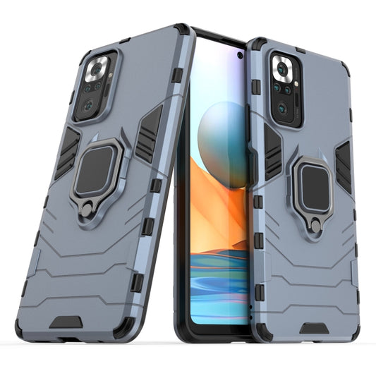 For Xiaomi Redmi Note 10 Pro PC + TPU Shockproof Protective Case with Magnetic Ring Holder(Navy Blue) by buy2fix