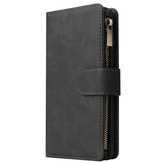 For Galaxy S10+ Multifunctional Retro Frosted Horizontal Flip Leather Case with Card Slot & Holder & Zipper Wallet & Photo Frame & Lanyard(Black) by buy2fix