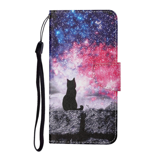 For Xiaomi Poco X3 NFC Colored Drawing Pattern Horizontal Flip Leather Case with Holder & Card Slots & Wallet & Lanyard(Starry Cat) by buy2fix