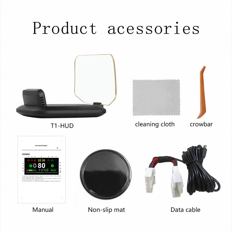 T1 5.1 inch Car HUD Head-up Display Overspeed Alarm / Remaining Battery Percentage Display for Tesla Model 3 / Y by buy2fix