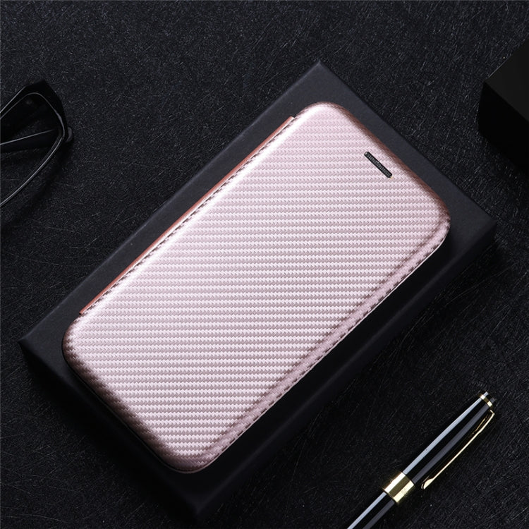 For Sony Xperia 10 III Carbon Fiber Texture Horizontal Flip TPU + PC + PU Leather Case with Card Slot(Pink) by buy2fix