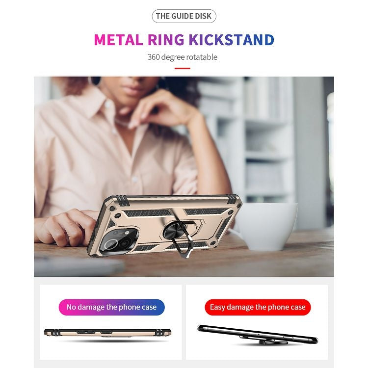 For Xiaomi Mi 11 Shockproof TPU + PC Protective Case with 360 Degree Rotating Holder(Gold) by buy2fix