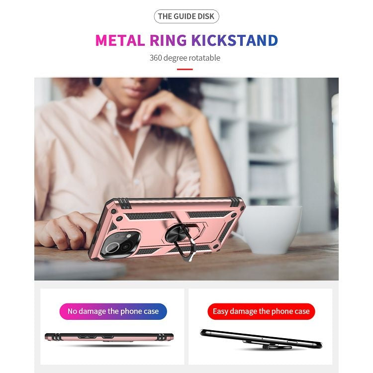 For Xiaomi Mi 11 Shockproof TPU + PC Protective Case with 360 Degree Rotating Holder(Rose Gold) by buy2fix