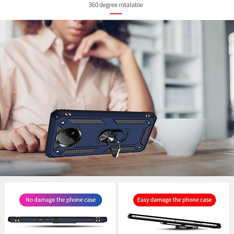 For Xiaomi Redmi Note 9 Shockproof TPU + PC Protective Case with 360 Degree Rotating Holder(Blue) by buy2fix