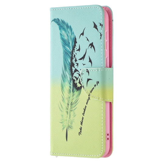 For Huawei P50 Colored Drawing Pattern Horizontal Flip Leather Case with Holder & Card Slots & Wallet(Feather) by buy2fix