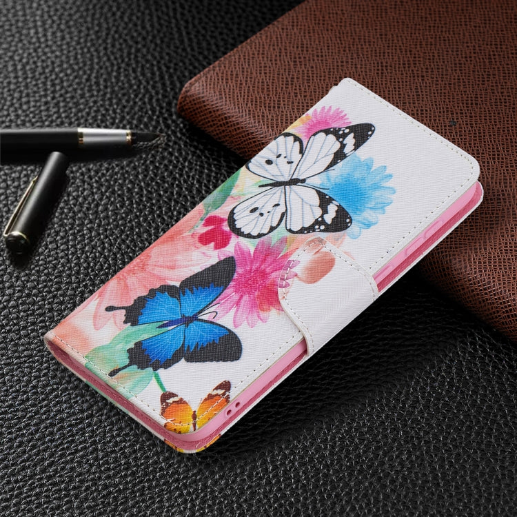 For Huawei P50 Colored Drawing Pattern Horizontal Flip Leather Case with Holder & Card Slots & Wallet(Butterfly) by buy2fix