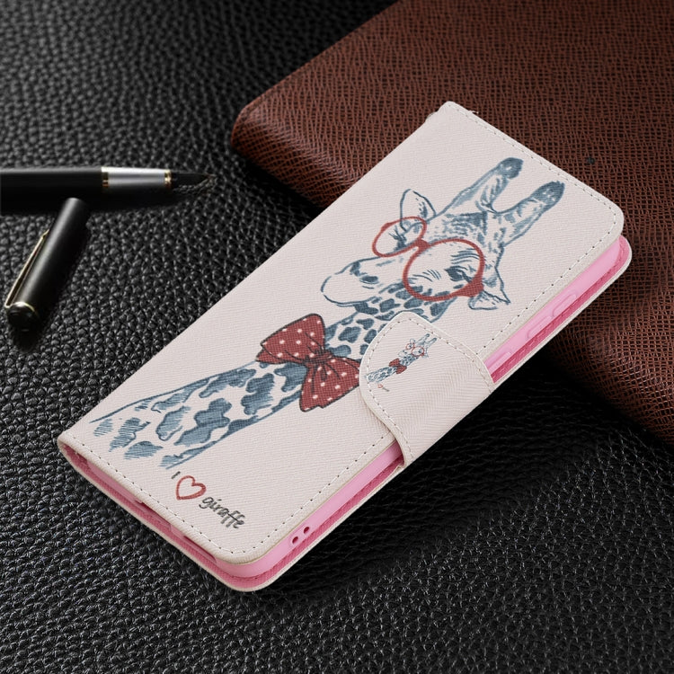 For Huawei P50 Colored Drawing Pattern Horizontal Flip Leather Case with Holder & Card Slots & Wallet(Giraffe) by buy2fix