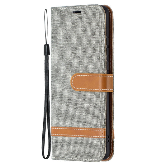 For Huawei P50 Pro Color Matching Denim Texture Horizontal Flip Leather Case with Holder & Card Slots & Wallet & Lanyard(Grey) by buy2fix