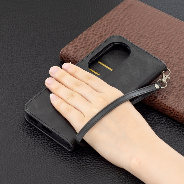 For Huawei P50 Pro Retro Lambskin Texture Pure Color Horizontal Flip PU Leather Case with Holder & Card Slots & Wallet & Lanyard(Black) by buy2fix