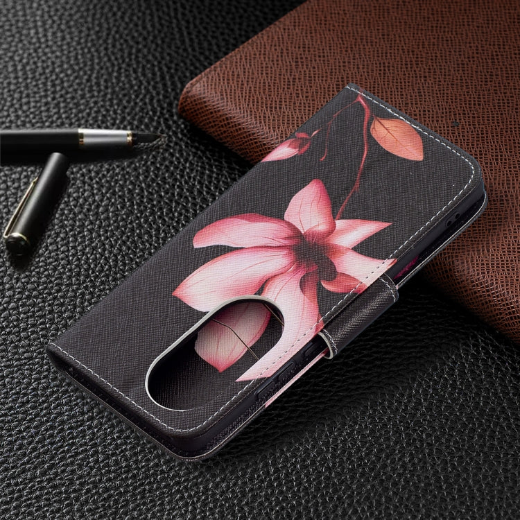 For Huawei P50 Pro Colored Drawing Pattern Horizontal Flip Leather Case with Holder & Card Slots & Wallet(Lotus) by buy2fix