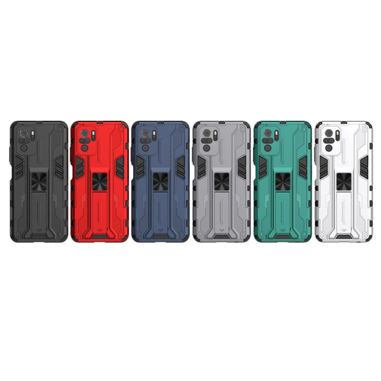 For Xiaomi Redmi Note 10 4G Supersonic PC + TPU Shock-proof Protective Case with Holder(Dark Blue) by buy2fix
