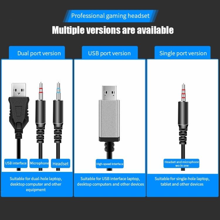 2 PCS G58 Head-Mounted Gaming Wired Headset with Microphone, Cable Length: about 2m, Color:Black Colorful 3.5mm Version by buy2fix