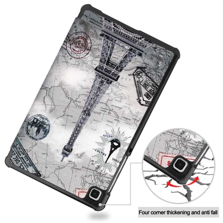 For Samsung Galaxy Tab A7 Lite T225 Colored Drawing Pattern Horizontal Flip Leather Case with Three-folding Holder & Sleep / Wake-up Function(Retro Tower) by buy2fix