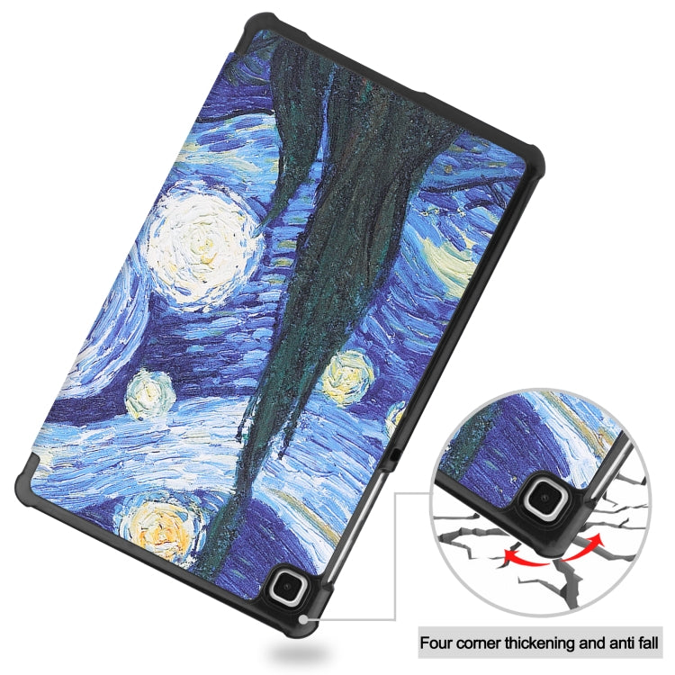 For Samsung Galaxy Tab A7 Lite T225 Colored Drawing Pattern Horizontal Flip Leather Case with Three-folding Holder & Sleep / Wake-up Function(Starry Sky) by buy2fix