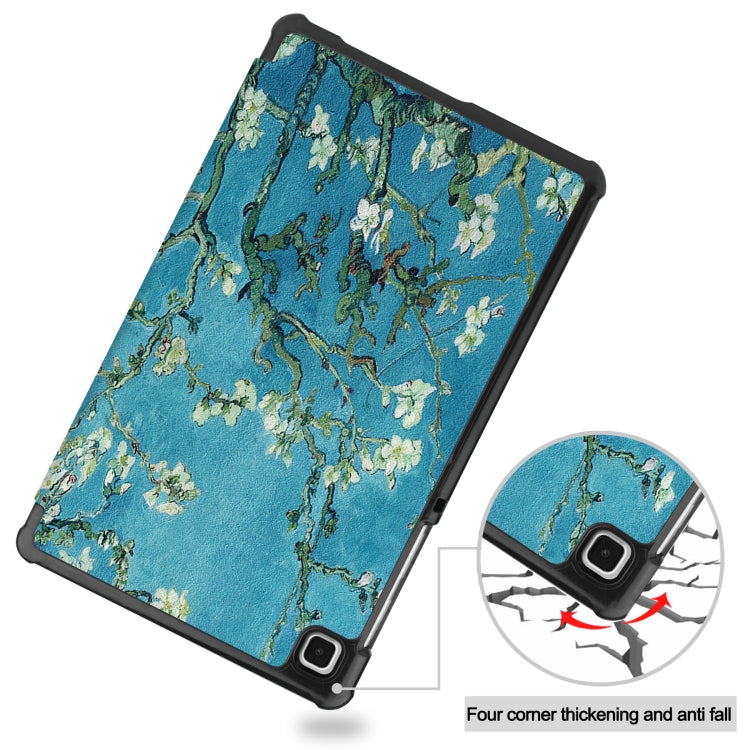 For Samsung Galaxy Tab A7 Lite T225 Colored Drawing Pattern Horizontal Flip Leather Case with Three-folding Holder & Sleep / Wake-up Function(Apricot Blossom) by buy2fix
