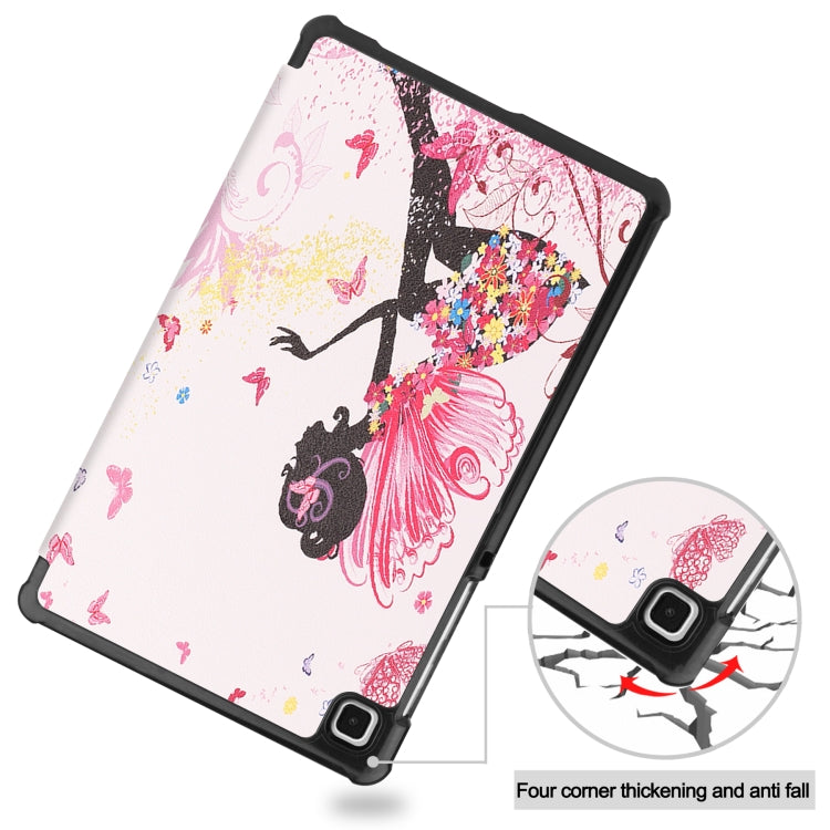 For Samsung Galaxy Tab A7 Lite T225 Colored Drawing Pattern Horizontal Flip Leather Case with Three-folding Holder & Sleep / Wake-up Function(Elf Girl) by buy2fix