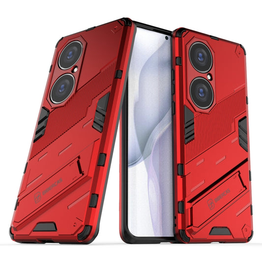 For Huawei P50 Pro Punk Armor 2 in 1 PC + TPU Shockproof Case with Invisible Holder(Red) by buy2fix