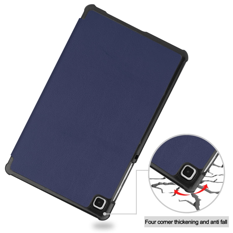 For Samsung Galaxy Tab A7 Lite T225 Custer Pattern Pure Color Horizontal Flip Leather Case with Three-folding Holder(Dark Blue) by buy2fix