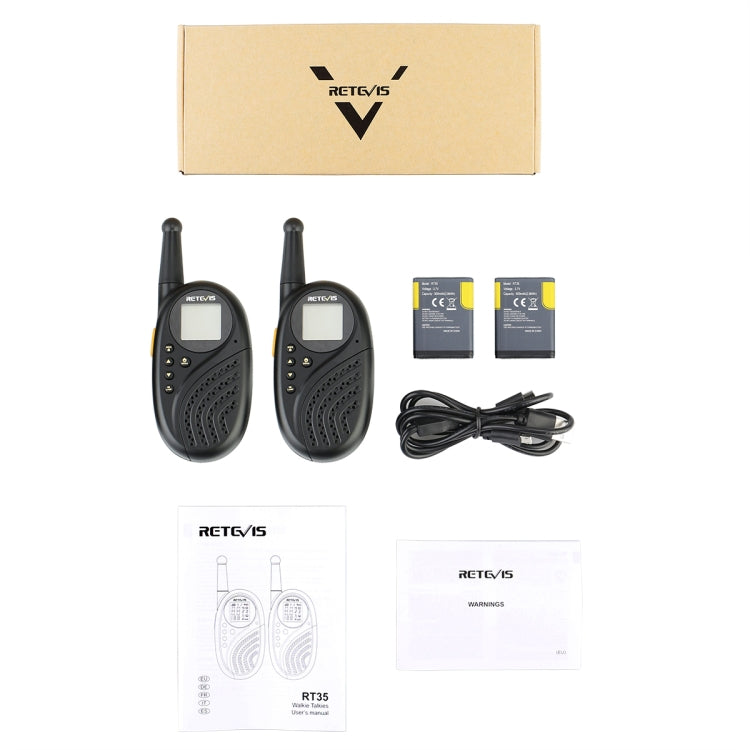 1 Pair RETEVIS RT35 0.5W EU Frequency 446MHz 8CH Handheld Children Walkie Talkie(Black) by RETEVIS