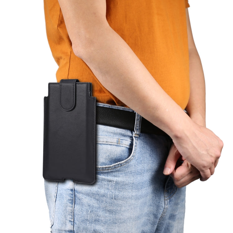 Universal Cow Leather Vertical Mobile Phone Leather Case Waist Bag For 6.1 inch and Below Phones(Black) by buy2fix